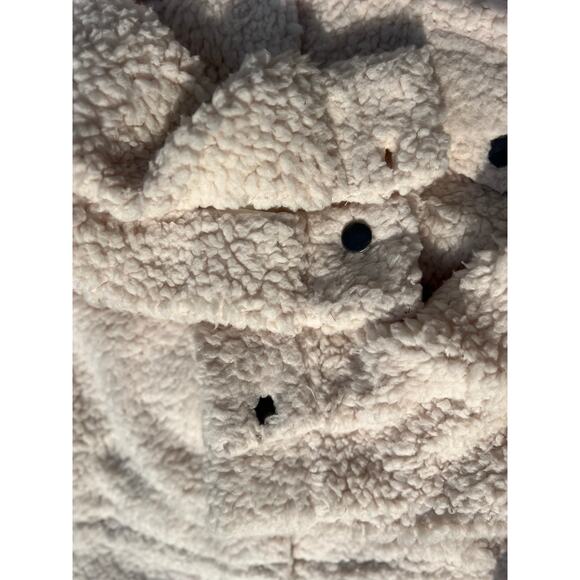 New Mystree Jacket Women Sz Small Cream Fleece Collared Long Sleeve Snap Button - Picture 7 of 8